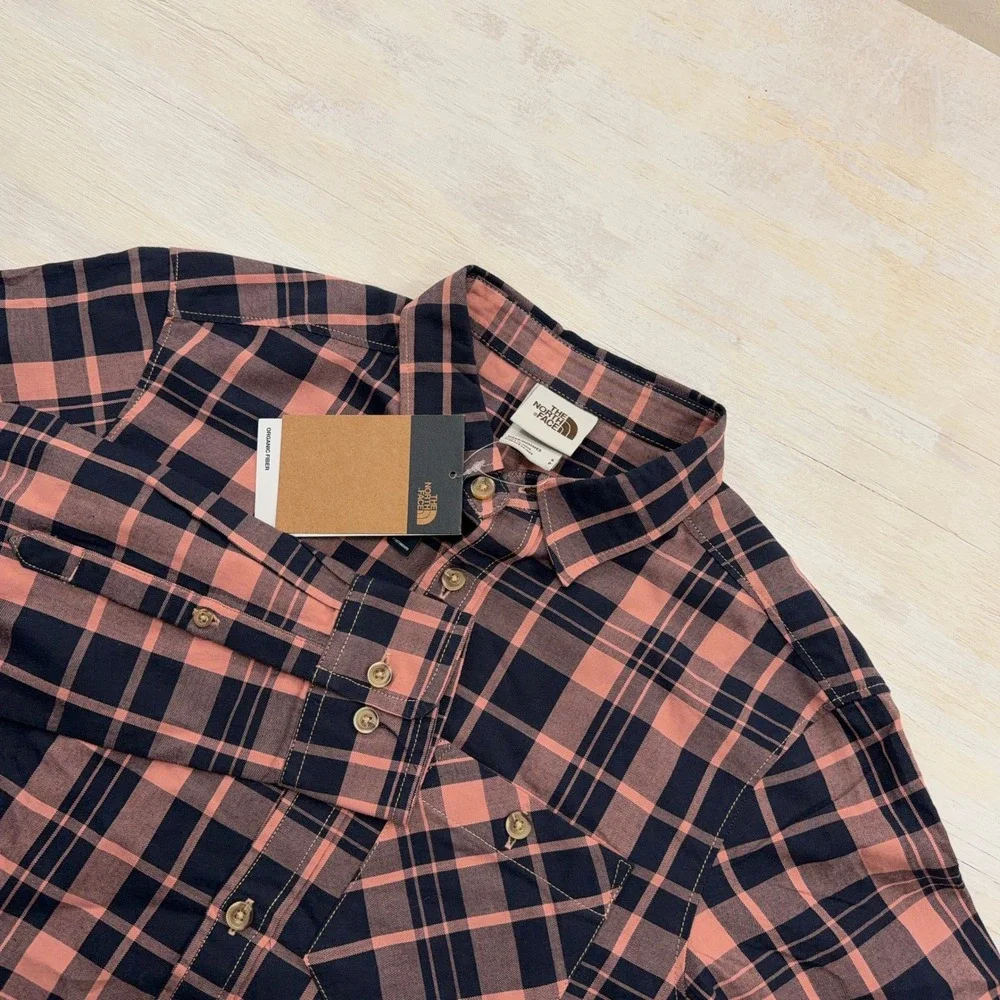 The North Face Shirt Hayden Pass 2.0 Plaid Flannel Pink Navy Mens Size S NWT
